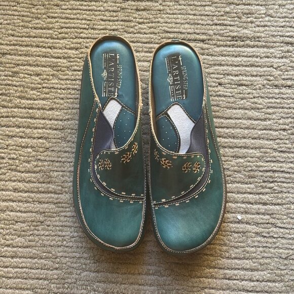 Spring Step L' Artise Chino Shoes Women's Size 9/40 Green Brown Clogs Slip Ons - Picture 2 of 10